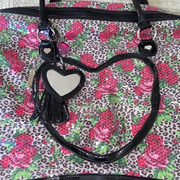 Betsey Johnson Tote Handbag Sequin Floral - Picture 2 of 5